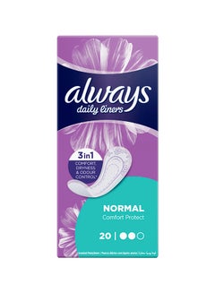 Buy Daily Liners Comfort Protect Pantyliners, Normal, 20 Count in UAE