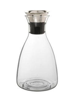 Buy Borosilicate Water Carafe With Stainless Steel Flow Lid Clear/Black 8.8x5.3x3.1inch in UAE