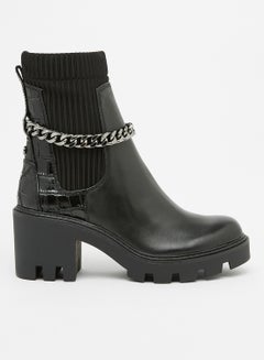 Buy Allout Leather Boots Black in Saudi Arabia