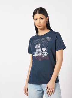 Buy Berti Retro Print T-Shirt Navy in UAE