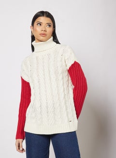 اشتري Elvira Colourblock Sweater White في الامارات