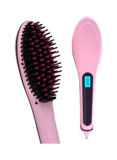 Buy Fast Hair Straightener Electric Brush With LCD Display Pink in Saudi Arabia