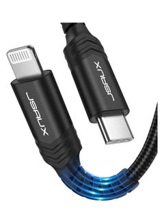 اشتري JSAUX Flex Series Cable - MFi Certified USB C to Lightning Fast Charging Durable Nylon Braided - Cable , 1.2m - Black . Black في مصر
