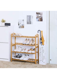 Buy 4-Tier Shoe Rack Organizer Natural Bamboo 67x49x23.5cm in UAE