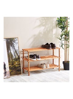 Buy 3-Tier Wooden Shoe Rack Brown 74x26x44cm in Saudi Arabia