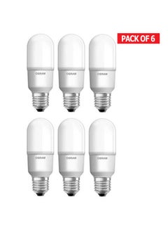 اشتري 6-Piece Led 12 W/6500K E27 Screw Base Value Stick Lamp Daylight في الامارات