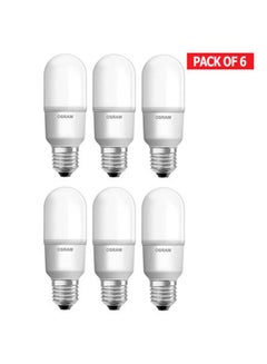 اشتري 6-Piece Led Value Stick 9 W/4000K E27 Screw Base Blub Cool White في الامارات