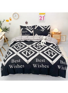 Buy 4-Piece Quilt Cover Bedding Set Polyester Black/White 200x230centimeter in Saudi Arabia