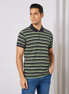 Buy Men's Basic Casual Polo T-Shirt with Stripe design in Regular Fit Half Sleeves Multicolour in UAE
