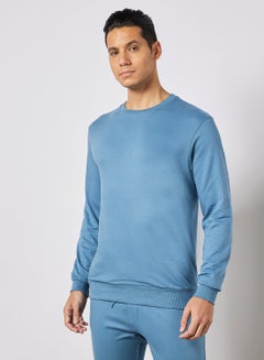 Buy Crew Neck Men's Cotton Sweatshirt Deep Aegean in Saudi Arabia