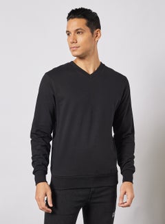 Buy V-Neck Sweatshirt Black in UAE