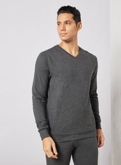Buy V-Neck Sweatshirt Heather Charcoal in UAE