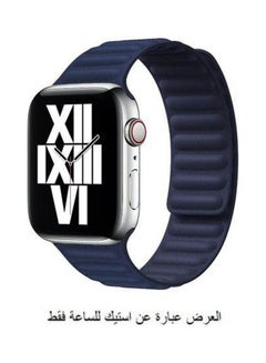 اشتري Apple Watch Series 5 Band Strap 3840 Mm Belt Loop Leather Magnetic Force Closure Blue في مصر