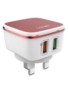Buy Dual USB Charger White/Red in Saudi Arabia