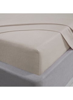 اشتري Soft Cosy Luxury Flannelette Double Sized Deep Fitted Sheet Cotton Cream 135x190+25cm في الامارات