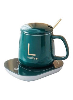 Buy Electric Coater Mug Warmer With Lid And Golden Spoon 380.0 ml 15.0 W Luck-367 Dark Green in Egypt