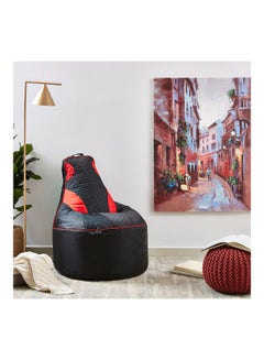 Buy Stunning Solid Patterned Durable Multi-Purpose Oxford Gaming Bean Bag With Polystyrene Bean Filling Black/Red 74 x 78 x 81cm in Saudi Arabia
