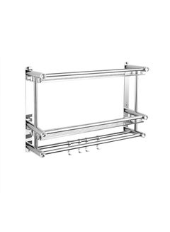 Buy Stainless Steel Double Shelf For Bathroom Silver 17.5x8.5x42.5cm in UAE