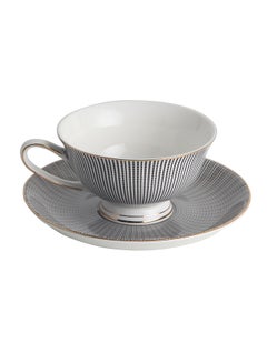 Buy Coffee Cup & Saucer Grey 15.3x15.3x2cm in Saudi Arabia