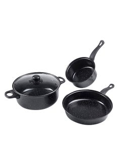 اشتري 4-Piece Stainless Steel Cookware Black في السعودية