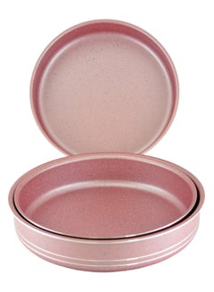 Buy 3-Piece Round Shape Baking Tray Set Pink 28cm in UAE