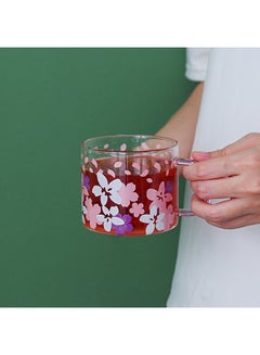 Buy High Temperature Resistant Large Capacity Glass Cup Pink 350ml in UAE