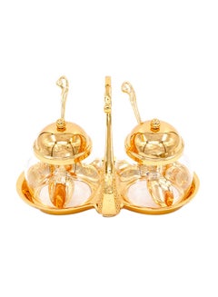 Buy 2-Piece Sugar Bowl Set With Stand Gold 5x5x5cm in Saudi Arabia