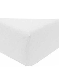 Buy Jersey Melange Warm Cosy Easy Care Plain Yarn Dyed Single Sized Fitted Sheet Cotton Blend White in UAE