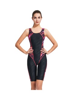 Buy Sleeveless Contrast One-piece Swimwear Black in UAE