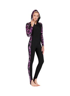 اشتري Printing Panel Women Long Sleeve Hooded One Piece Swimsuit Multicolour في الامارات