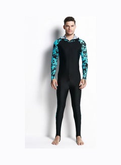 Buy Men Printed Long Sleeve Hooded One Piece Swimsuit Multicolour in UAE