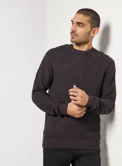 Buy Ribbed Crew Sweater Black in UAE