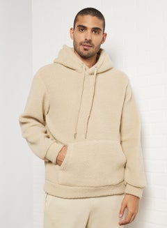 Buy Teddy Pullover Hoodie Beige in UAE