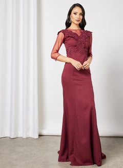 Buy Nada Pencil Cut Dress Maroon in Saudi Arabia