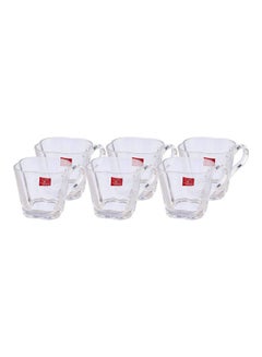 اشتري Glass Flower-Shaped Tea Mug Set - 6 Pieces Clear 9.5x8cm في مصر