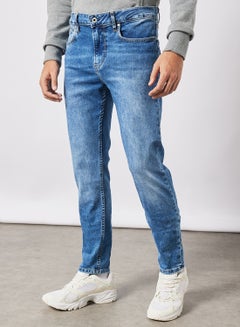 Buy Faded Regular Fit Jeans Blue in Saudi Arabia