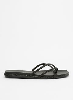 Buy Aseago Flat Sandals Black in Saudi Arabia