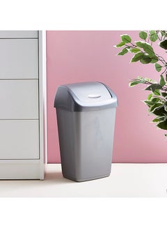 Buy High Quality Sturdy And Durable Environmentally Friendly Long Lasting Dustbin With Removable Swing Lid Grey 15Liters in UAE