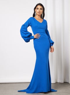 Buy Balloon Sleeve Dress Blue in Egypt