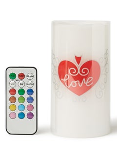 Buy 3-Piece Battery Operated With Remote LED Candle Set White/Red 15 x 7.5cm in UAE