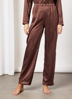 Buy Basic Satin Pyjama Set Brown in UAE