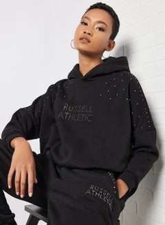 Buy Logo Embellished Hoodie Black in Saudi Arabia