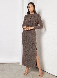 اشتري Yen Long Sleeve Maxi Dress Black/Copper في الامارات