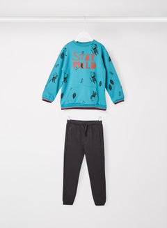 Buy Baby/Kids Printed Sweatshirt And Pants Set Multicolour in Saudi Arabia