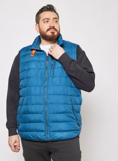 اشتري Plus Size Quilted Sleeveless Gilet أزرق في السعودية