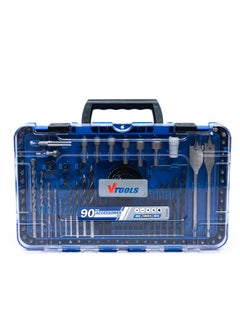 Buy 90-Piece Drill Bit Set With HSS Bits And Storage Case Blue 1.36kg in UAE