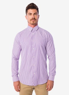 Buy Slim Fit Striped Shirt Purple in Saudi Arabia