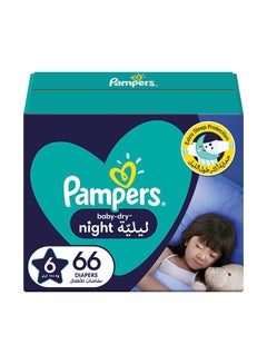 Buy Baby-Dry Night Diapers For Extra Sleep Protection, Size 6, 14+kg, 66 Diaper Count in Saudi Arabia