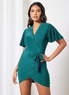 Buy Bodycon Wrap Dress Green in Saudi Arabia