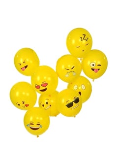 Buy 10-Piece Smiley Emoji Party Balloons Set 10.5x8.7x3.7inch in Saudi Arabia